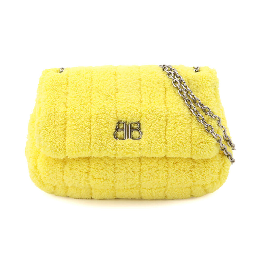 Balenciaga Monaco Chain Shoulder Handbag, Pile Yellow, 781672, Silver Hardwar...
